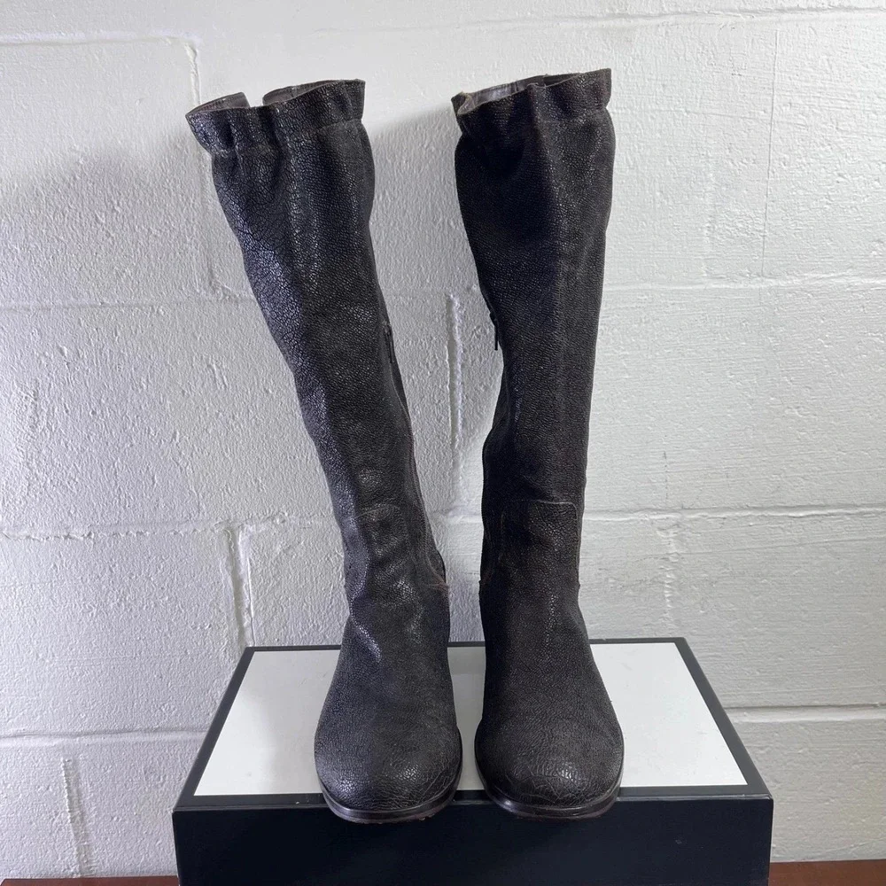 MOMA Avantgarde Western Brown Leather Boots Biker Motorcycle Women 40 EU/9.5 US